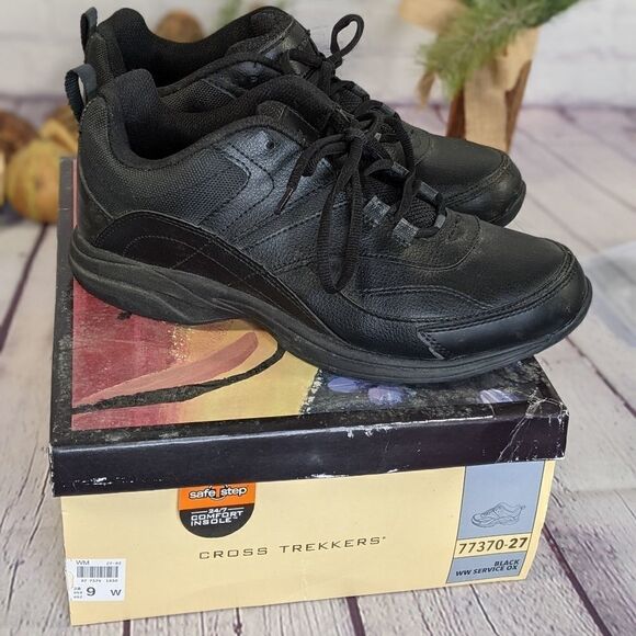 Safe T Step Cross Trekkers Black Sneakers w/ Box - 9W - Picture 2 of 8